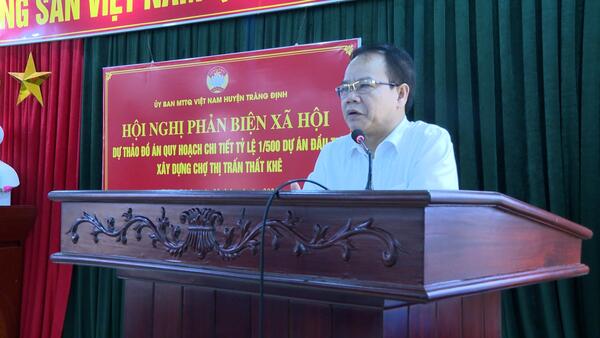 Ủy ban MTTQ Việt Nam huyện tổ chức hội nghị phản biện xã hội về Dự thảo "Đồ án quy hoạch chi tiết tỷ 1/500 dự án đầu tư xây dựng chợ thị trấn Thất Khê